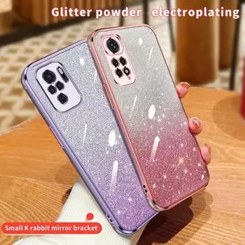 Роскошный чехол с блестящим покрытием Redmi 10 10c 10a для Xiaomi Redmi Note 10 Pro Max 4g 5g 10s 10 10pro Note10 s, прозрачный чехол redmi10 Redmi Note 10 4G&Case & Holder синий