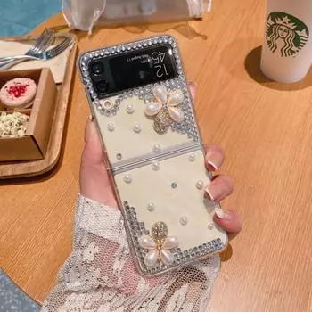 Роскошный чехол с цветочным узором для телефона Samsung Galaxy Z Flip 3 Zflip 3 5g Z Flip 4 Zflip Diamond Hard Shell Cover Fundas Galaxy Z Flip 3