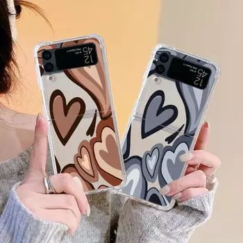 Роскошный чехол с узором в виде сердца для Samsung Galaxy Z Flip 3 4 5g Funda Z Flip3, прозрачный жесткий противоударный чехол для ПК, чехол для телефона Samsung Z Flip4 5G