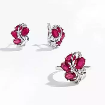 Роскошный FancyNatural Ruby потрясающий комплект колец и серег из стерлингового серебра 925 пробы роскошные ювелирные изделия для женщин подарок на годовщину и вечеринку US RING SIZE:6# красный