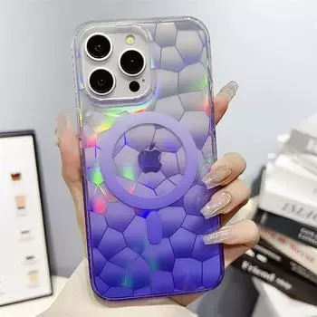 Роскошный градиент Aurora для iPhone 15 14 13 12 Pro Max Plus, чехол для беспроводной зарядки, цветной лазерный магнитный чехол для телефона For iPhone 14
