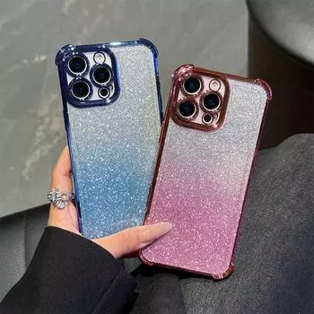 Роскошный градиентный блестящий противоударный чехол для телефона Samsung S25 Ultra iPhone 16 Pro Xiaomi Redmi Note12 itel Углы усиленные задняя крышка for iPhone 6/6s