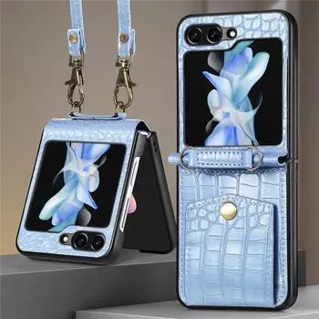 Роскошный кошелек с ремешком, держатель для карт, защитный чехол для Samsung Galaxy Z Flip 5 5G, противоударный чехол для телефона, чехлы For Z Flip 5