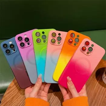 Роскошный магнитный чехол Moskado с градиентным цветом для Iphone 14 11 13 12pro Max 14 Plus, защитная пленка для полного объектива, мягкий чехол из ТПУ for iphone14 (6.1 )