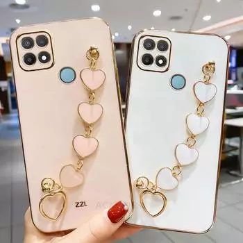 Роскошный модный чехол с браслетом-цепочкой с покрытием Love Heart для Xiaomi Redmi 10C 9C NFC 10A, чехол на Xiomi Redmi 9A T 9AT Redmi9c redmi 10c розовый/золотой