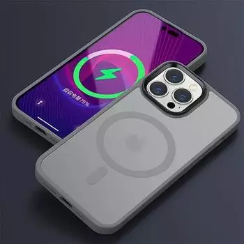 Роскошный новый официальный серый чехол для IPhone 15 14 13 12 11 Pro Max Plus матовый Magsafe Магнитный защитный чехол для беспроводной зарядки For iPhone 14