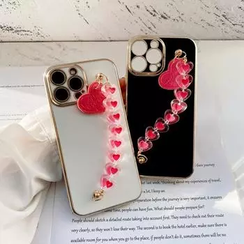 Роскошный розовый браслет Love с покрытием края Мягкий чехол для телефона из ТПУ для Samsung S23 S24 Ultra A15 A35 M54 Huawei P40 Honor 90 Lite Задние чехлы-цепочки
