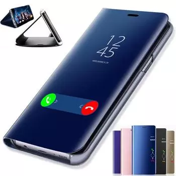Роскошный умный зеркальный флип-чехол для Samsung Galaxy S24 S23 S22 S20 S21 Ultra S8 S9 S10 Plus FE Note 8 9 10 20 S10e Lite 5G A53, чехол Samsung S10 Plus синий