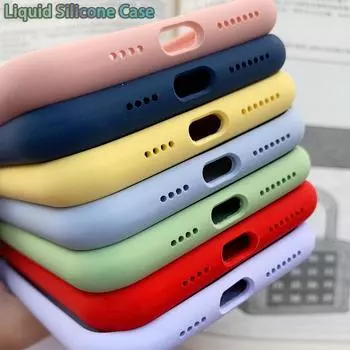 Роскошный жидкий силиконовый чехол ярких цветов для iPhone 15 14 13 11 Pro Max 12 Mini X XR XS 6 6S SE 2020 7 8 Plus противоударный мягкий чехол-бампер для телефона
