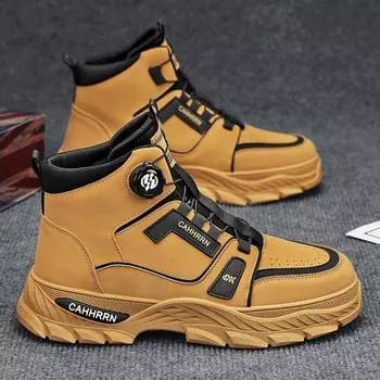 Rotating button high-top Martin boots men s shoes autumn and winter new 2024 tooling shoes men s British style platform short boots 39