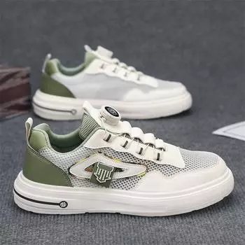 Rotating button hollow large mesh board shoes men s small white shoes summer men s shoes 2025 new casual sports trendy shoes 39