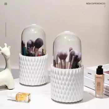 Rotating Covered Makeup Brush Storage Bin Lipstick and Cosmetics Dust-proof Storage Bin Storage tube 11x11x23.5cm белый