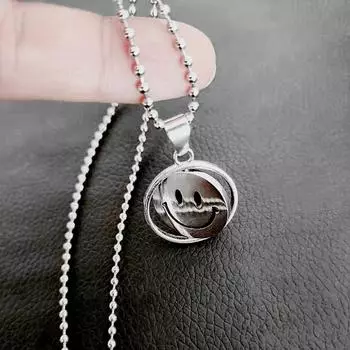 Rotating Double-Sided Smiley Face Crying Face Necklace Men S Titanium Steel Personality Tide Pendant Women S Sweater Chain Collarbone Chain
