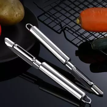 Роторная овощечистка из нержавеющей стали для кухни, овощечистка, фрукты, эргономичный дизайн, двойные лезвия, легкий инструмент для очистки картофеля, моркови, рыбы, чешуи