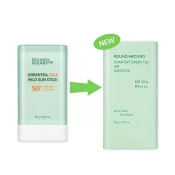 ROUND A ROUND Comfort Green Tea Air Sunstick 19 г + Очищающая пенка Comfort Green Tea 30 мл Специальный набор