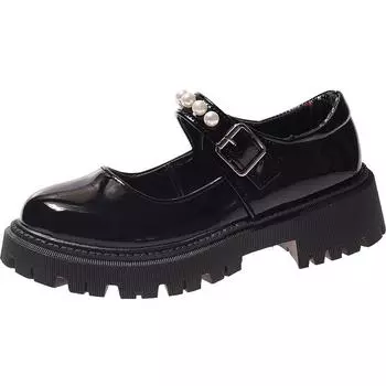 Round Head Retro Small Leather Shoes Female Big Head French British Style Japanese Style Jk Thick Bottom Mary Jane Shoes Spring And Summer Niche 39