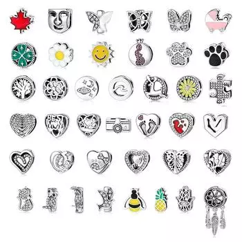 Round Heart-shaped Various Fashion and Creative Series Watch Chain Clip Beads S925 Sterling Silver Diy Bracelet Accessories Loose Beads
