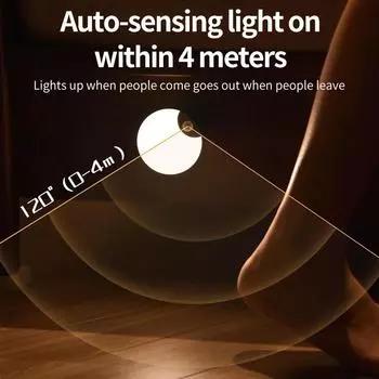 Round Led Night Light with Motion Sensor Human Induction Dimmable Wireless Rechargeable Wall Lamp for Emergency Stairs Hallway теплый белый