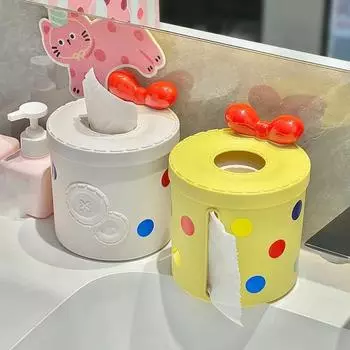 Round Paper Storage Box Multifunctional Tissue Dispenser Creative Dopamine Tissue Box Dining Table