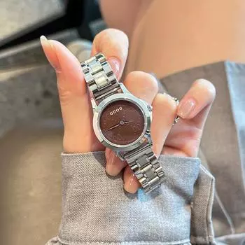 Круглые простые двухстрелочные кварцевые часы без шкалы, темпераментный пригородный стальной ремешок, повседневные и легкие роскошные женские часы