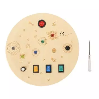 Round Switch Sensory Board LED Simulation Wooden Switch Sensory Board for Child Teenager Baby