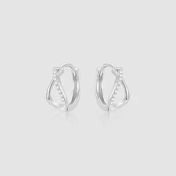 Row Drill Cross Ear Buckle Women s Light Luxury Niche Design Sense Micro Inlay Geometric Winding Earrings Temperament Hollow Earrings