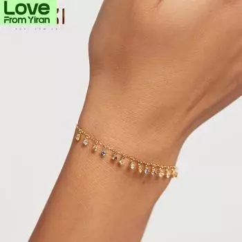 Roxi Mini Rainbow Round Tassel Crystals Chains Bracelets For Women Bohemia Jewelry Wedding Bracelet Bangles Bransoletki Pulsera