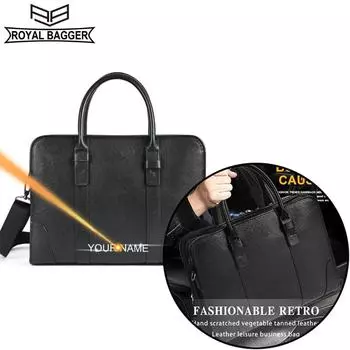 Royal Bagger 15 портфель для ноутбука и компьютера для мужчин из натуральной коровьей кожи, модная повседневная сумка-мессенджер, деловые мужские сумки 1441