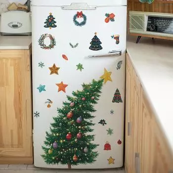 Рождественская елка Звезда Гирлянда Кухня Холодильник Наклейка Украшения Дома Декоративная Наклейка На Стену 40*60CM/fun-e155