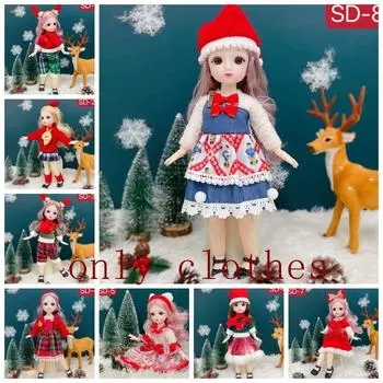 Рождественская одежда, 30 см, одежда для кукол BJD, одежда для кукол 11 дюймов, платье для кукол BJD 11 дюймов, подарок для детей