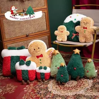 Рождественская плюшевая игрушка кукла подушка рождественская елка пряничный человечек Санта-Клаус венок украшение для вечеринки подарок для девочки aboat 20CM