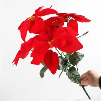Рождественские украшения, искусственные цветы, красная байка, искусственные цветочные композиции для DIY, свадебные букеты, праздничный венок 1pcs