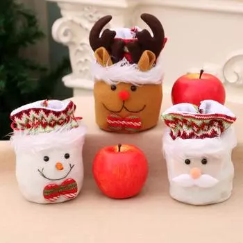 Рождественские украшения Рождественский подарочный пакет Конфетный пакет Яблочный пакет Мультяшный Санта Плюшевый закрывающийся подарочный пакет Old man