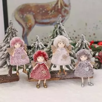 Рождественский ангел плюшевая кукла подвеска рождественская елка подвесные украшения для дома украшения рождественская елка Навидад новогодний декор кукла розовый