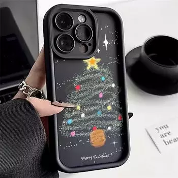 Рождественский чехол для iPhone 11 13 12 14 15 16 Pro Max XR XS Samsung A15 A55 A05 Redmi 12 13C OPPO A16 A18 Reno 11 Vivo Y17S Y12 infinix note 40 iPhone 7&8 розовый