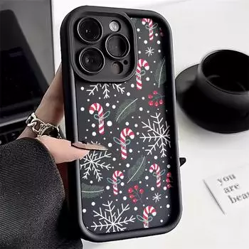 Рождественский чехол для iPhone 11 13 12 14 15 16 Pro Max XR XS Samsung A15 A55 A05 Redmi 12 13C OPPO A16 A18 A60 Reno 11 Vivo Y17S Y12 infinix note iPhone 7&8 розовый