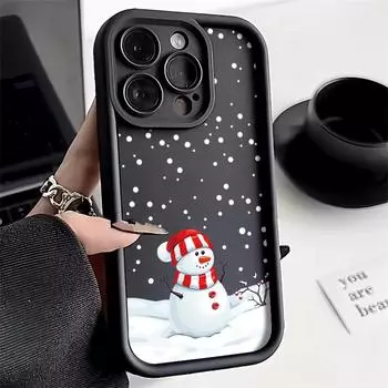 Рождественский чехол для iPhone 11 13 12 14 15 16 Pro Max XR XS Samsung A15 A55 A05 Redmi 12 13C OPPO A16 A18 A60 Reno 11 Vivo Y17S Y12 infinix note iPhone 7&8 розовый