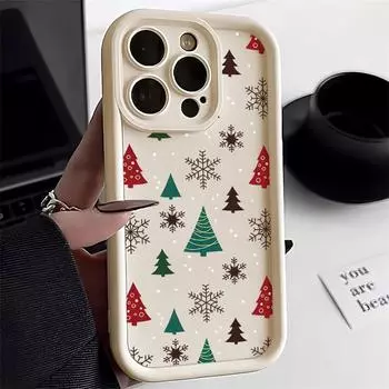 Рождественский чехол для iPhone 11 13 12 14 15 16 Pro Max XR XS Samsung A15 A55 A05 Redmi 12 13C OPPO A16 A18 Reno 11 Vivo Y17S Y12 infinix note 40 iPhone 7&8 розовый