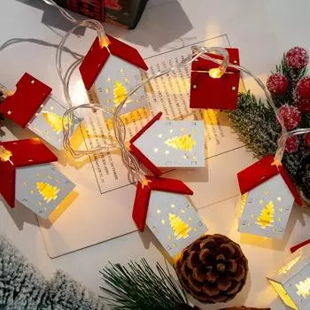 Рождественский деревянный дом светодиодная гирлянда Рождественская елка гирлянда домашняя волшебная лампа Веселое рождественское подвесное украшение 2025Новогодний подарок Noe