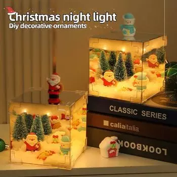 Рождественский DIY Magic Cube Украшение LED Ручной работы Светящийся Настольный Материал для Поделок Упаковка Рождественский Санта-Клаус Украшения Декор