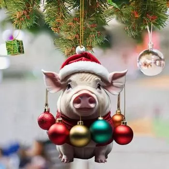 Подвеска Yousheng Christmas, очаровательная мультяшная свинья, рождественская елка, подвесное украшение для праздничного украшения дома B
