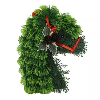 Рождественский венок с сельским животным, декоративный венок с изображением лошадиной головы, шишки на ферме, венок на входную дверь для дома