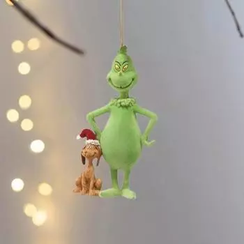 Рождественское украшение, красочный акриловый кулон, симпатичная 3D статуэтка монстра с зелеными волосами, модель подвесных украшений для рождественской елки, праздничное украшение