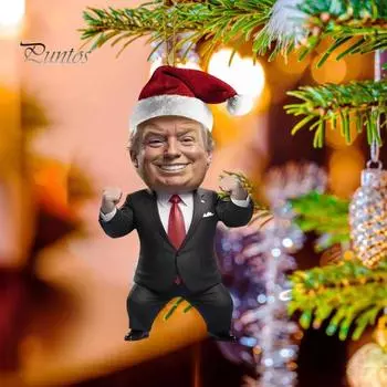 Рождественское украшение Трампа 2D акриловое зеркало заднего вида автомобиля подвеска мультфильм Трамп рождественская елка украшение для двери рюкзака E