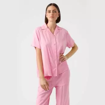 Розовая рубашка с короткими рукавами, повседневная, однотонная Женское VERO MODA XS розовый