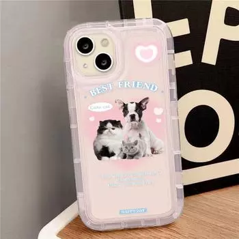 Розовый чехол Love Cat Airbag для мобильного телефона OPPO A96/A57/F19/Reno11PRO с мелкими отверстиями и бесплатной доставкой.