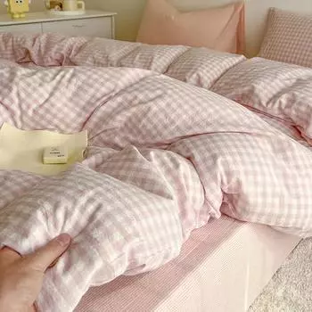 Розовый пододеяльник классический ID Twin Queen size для девочек и мальчиков простыня наволочка без наполнителя мягкий домашний декор комплект постельного белья Twin 3pcs 150x200