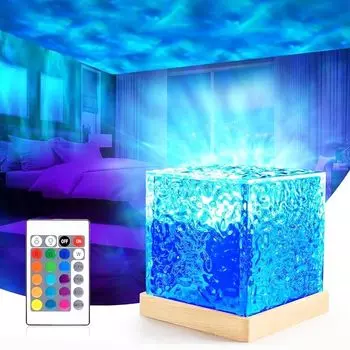 Rpgonl Ночной Светильник Aurora Лампа Sea Light Пульт Дистанционного Управления 16 Типов RGB Подсветки Плавная Яркость Прикроватная Лампа Настольная Лампа Aurora Лампа Вращающаяся Вода