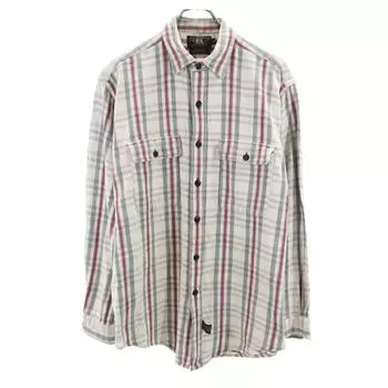 RRL 90-е годы Оригинальная бирка Красный 3 звезды Старый клетчатый узор Рубашка с длинным рукавом Мужская Б/У