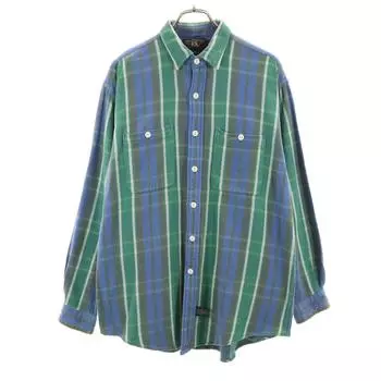 RRL 90s Initial tag Red 3 stars Old Check Pattern Long sleeve Twill Work shirt Men s Used